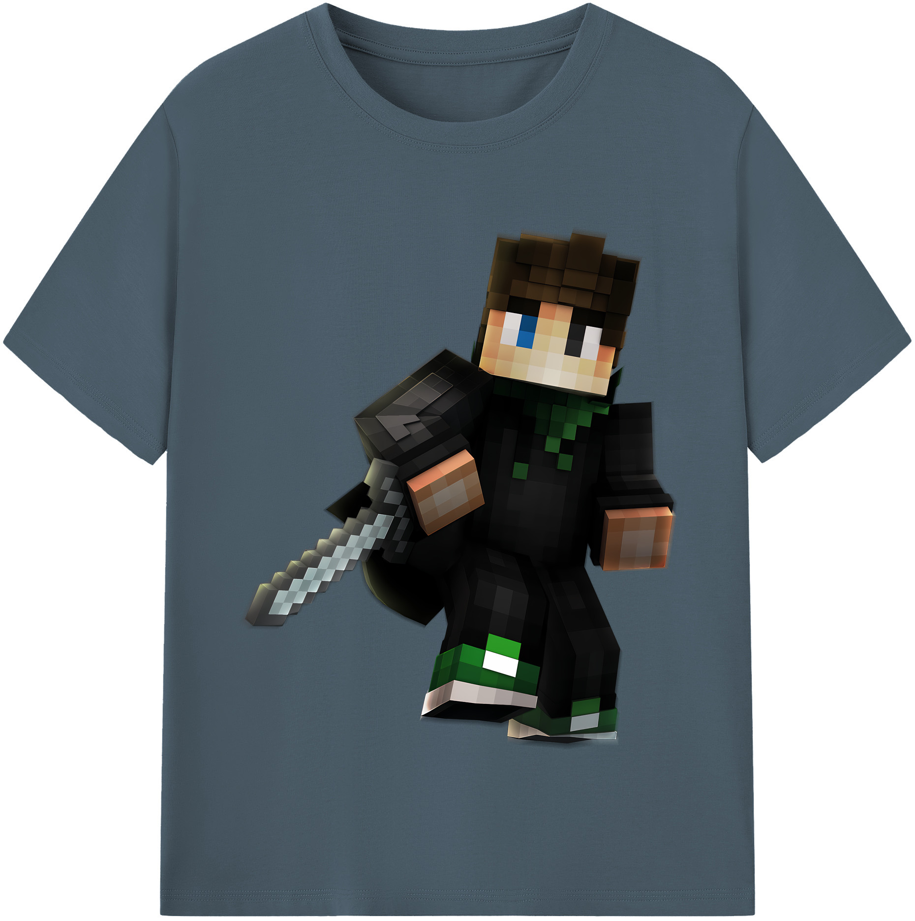 （画像用） マインクラフト ブロックの世界 Minecraft MC Block world 綿100％半袖Tシャツ（フロントプリント）